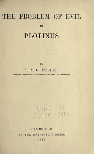 Cover for The problem of evil in Plotinus