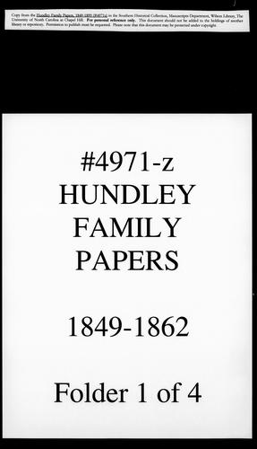 Cover for Hundley family papers