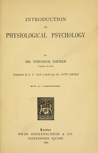 Cover for Introduction to physiological psychology