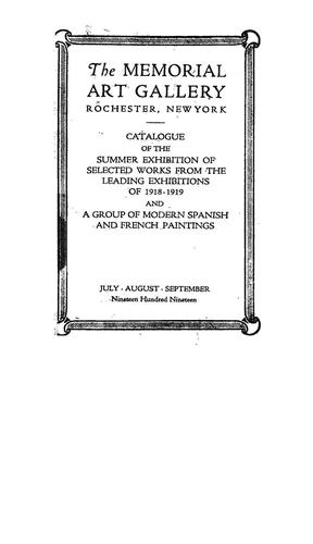 Cover for Catalogue of the summer exhibition of selected works from the leading exhibitions of 1918-1919 and a group of modern Spanish and French paintings