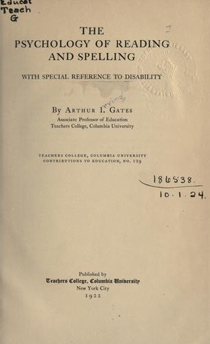 Cover for The psychology of reading and spelling