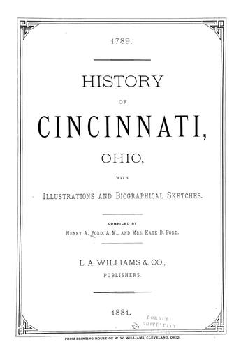 Cover for History of Cincinnati, Ohio