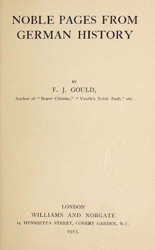 Cover for Noble pages from German history.