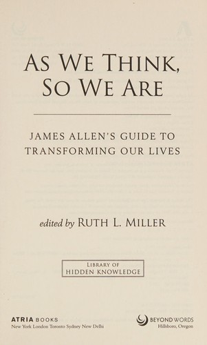Cover for As we think, so we are