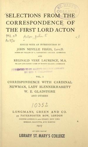 Cover for Selections from the correspondence of the first Lord Acton.