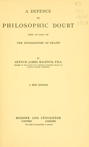 Cover for A defence of philosophic doubt