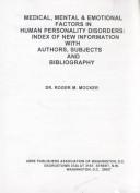 Cover for Medical, mental & emotional factors in human personality disorders
