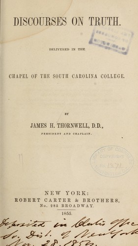 Cover for Discourses on truth...