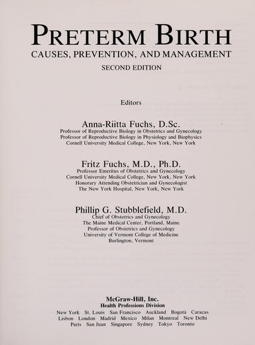 Cover for Preterm birth