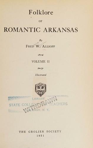 Cover for Folklore of Romantic Arkansas (Two volumes)