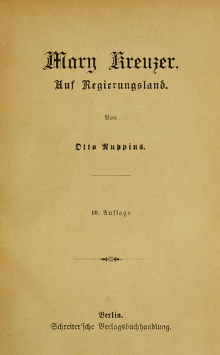 Cover for Mary Kreuzer ; Auf Regierungsland
