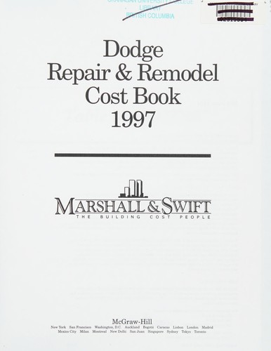 Cover for Dodge Repair & Remodel Cost Book 1997 (Sweet's Repair & Remodel Cost Guide)