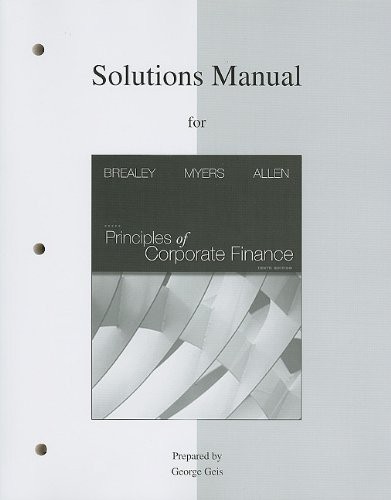 Cover for Solutions Manual to Accompany Principles of Corporate Finance
