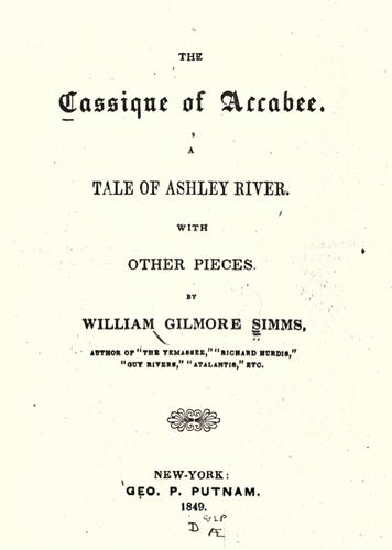 Cover for The cassique of Accabee