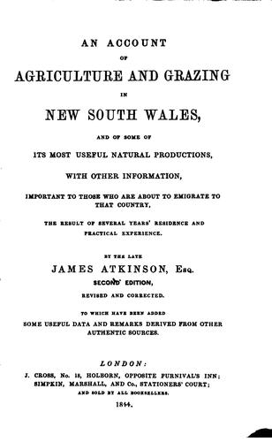 Cover for An account of the state of agriculture & grazing in New South Wales