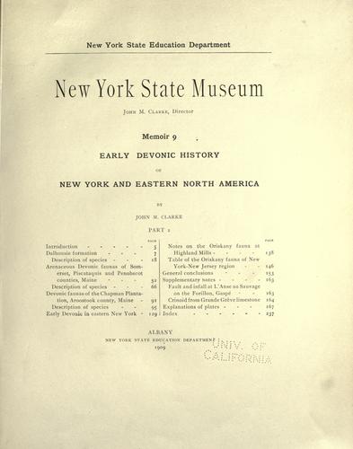 Cover for Early Devonic history of New York and eastern North America