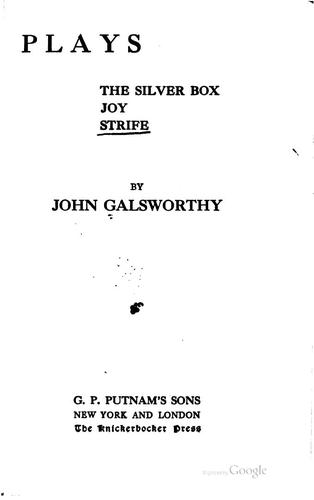 Cover for Plays: The Silver Box; Joy; Strife