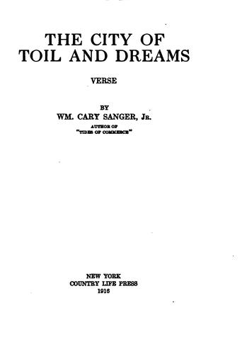 Cover for The City of Toil and Dreams: Verse