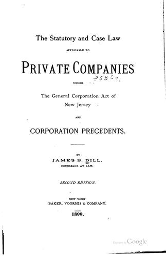 Cover for The statutory and case law applicable to private companies