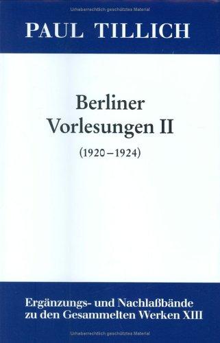 Cover for Berliner Vorlesungen II (1920-1924)