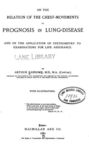 Cover for On the relation of the chest-movements to prognosis in lung-disease, and on the application of ...