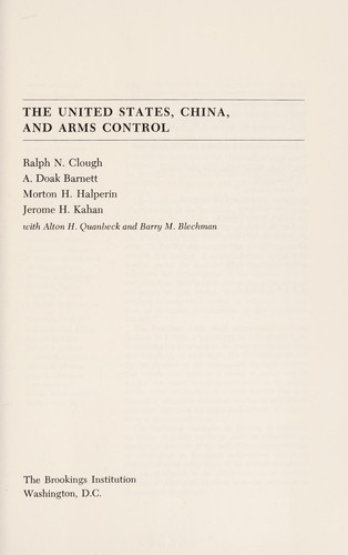 Cover for The United States, China, and arms control