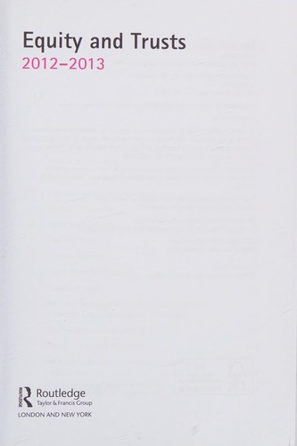 Cover for Equity and Trusts Lawcards 2012-2013