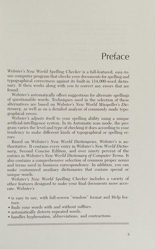 Cover for Websters New Wld Spelling(Ibm)