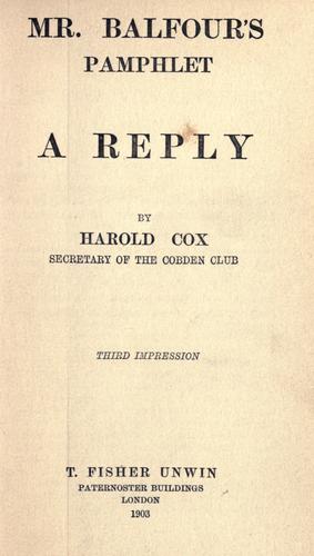Cover for Mr. Balfour's pamphlet
