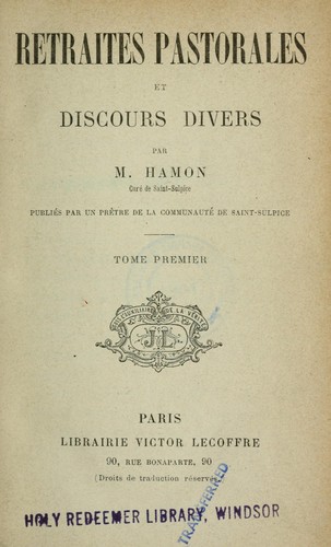 Cover for Retraites pastorales et discours divers