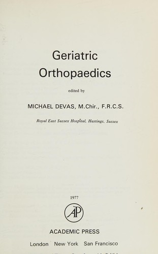 Cover for Geriatric orthopaedics
