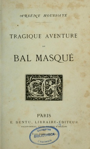 Cover for Tragique aventure de bal masqué