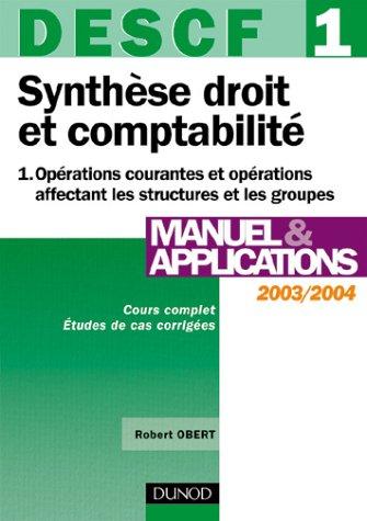 Cover for Synthèse droit et comptabilité, DESCF numéro 1 
