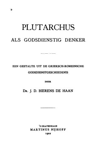 Cover for Plutarchus als godsdienstig denker: een gestalte uit de grieksch-romeinsche godsdienstgeschiedenis