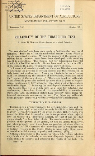 Cover for Reliability of the tuberculin test