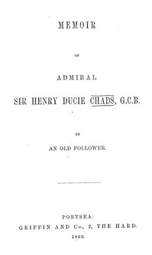 Cover for Memoir of Admiral Sir Henry Ducie Chads