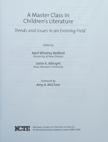 Cover for A master class in children's literature