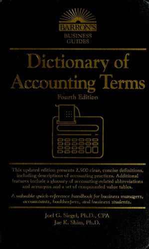 Cover for Dictionary of accounting terms