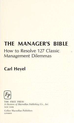 Cover for The manager's Bible