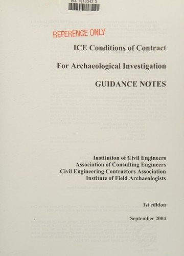 Cover for ICE conditions of contract for archaeological investigation