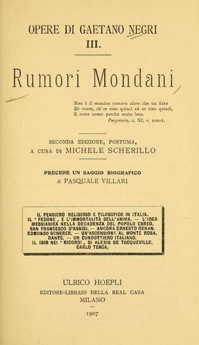 Cover for Rumori mondani ...