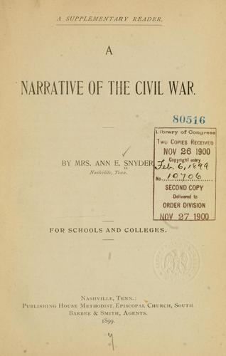 Cover for narrative of the civil war . . . For schools and colleges.