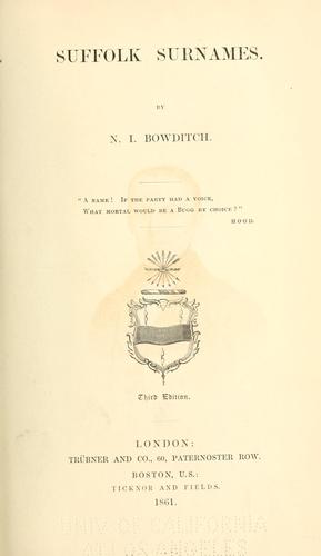 Cover for Suffolk surnames.