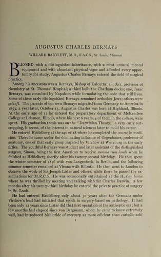 Cover for Augustus Charles Bernays