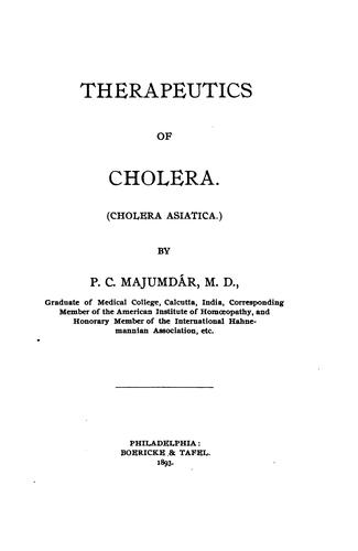 Cover for Therapeutics of cholera.