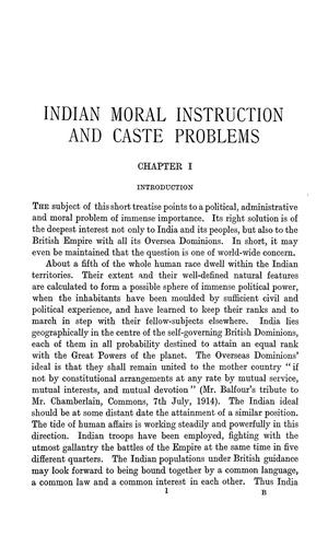 Cover for Indian moral instruction and caste problems