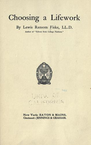 Cover for Choosing a lifework