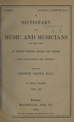 Cover for A dictionary of music and musicians (A.D. 1450-1878)