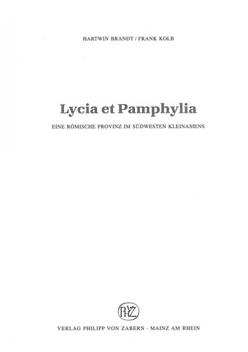 Cover for Lycia et Pamphylia