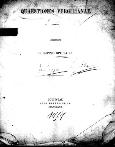 Cover for Quaestiones Vergilianae